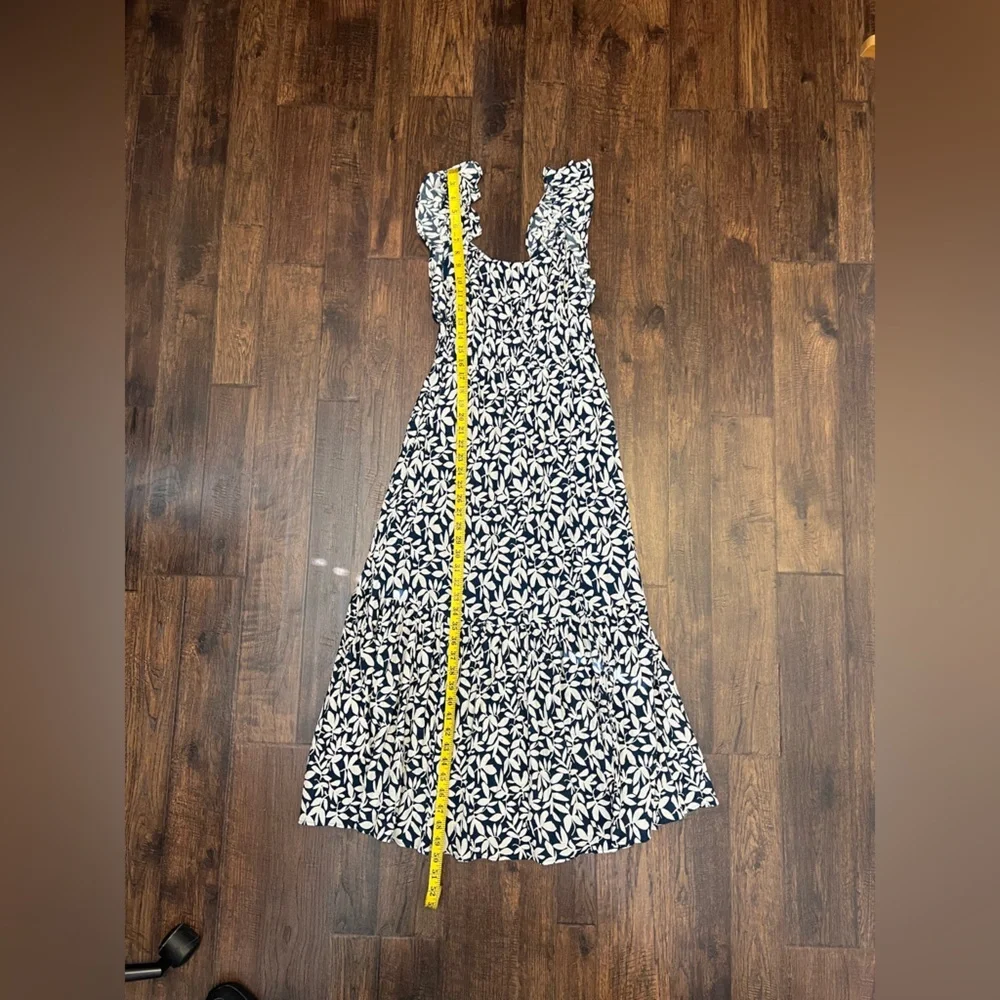 Abercrombie & Fitch Womens Ruffle Strap Textured Maxi Dress Size S/P Blue/White